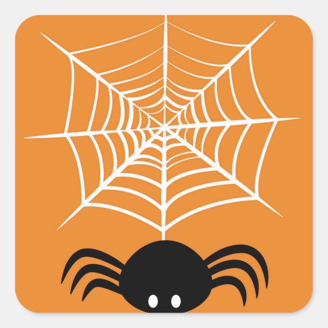 Halloween Spider Web Quadratischer Aufkleber (Vorderseite)
