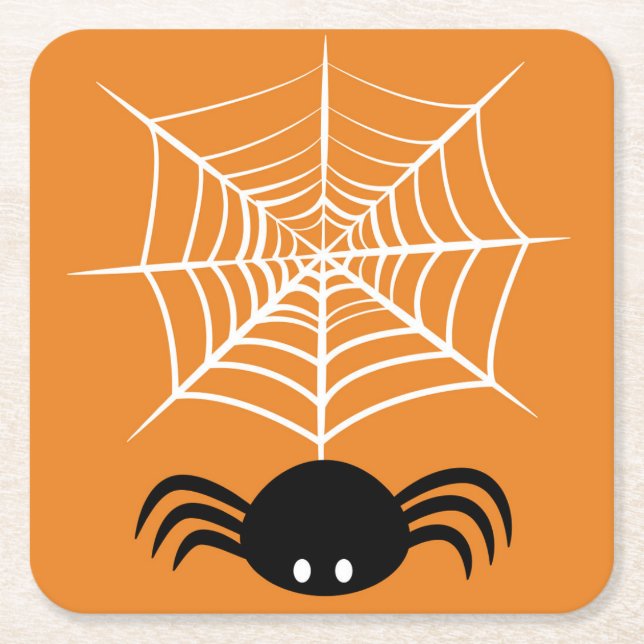 Halloween Spider Web Rechteckiger Pappuntersetzer (Vorderseite)