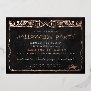 Halloween Spider Web Rose Gold Foil Einladung