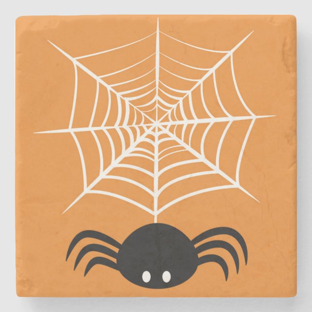 Halloween Spider Web Steinuntersetzer (Vorderseite)