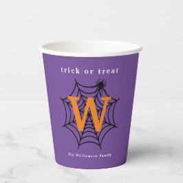 Halloween Spider Web Trick oder Treat Monogram Pappbecher