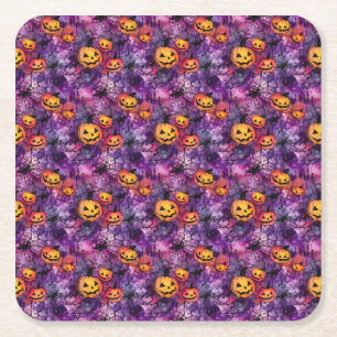 Halloween Spider Web und Kürbislaterne Rechteckiger Pappuntersetzer