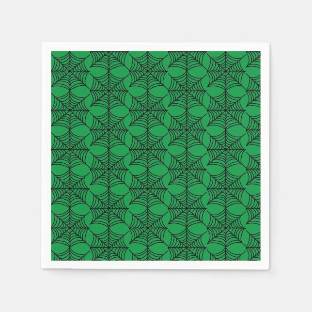 Halloween Spider Webs auf Green Serviette (Vorderseite)