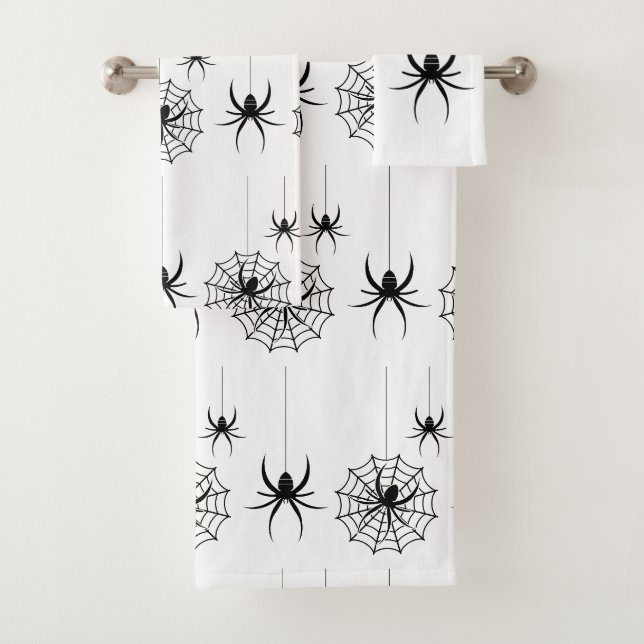 Halloween Spider Webs Muster Spooky Cobweb Badhandtuch Set (Insitu)