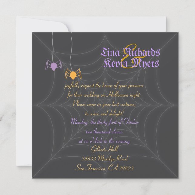 Halloween Spider Wedding Einladung (Vorderseite)