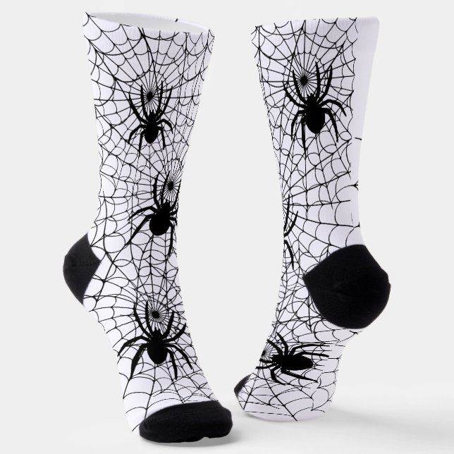 Halloween Spiders and Spiderwebs Creepy Pattern Socken (Gewinkelt)