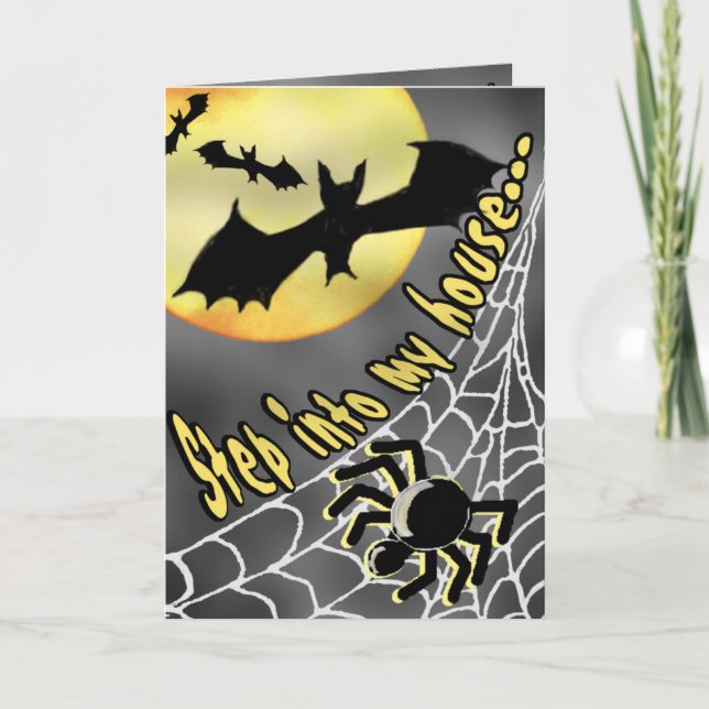 HALLOWEEN SPIDERS & BATS Einladung (Vorderseite)