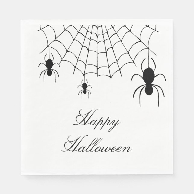 Halloween Spiders Spooky Schwarz-weiß Serviette (Vorderseite)