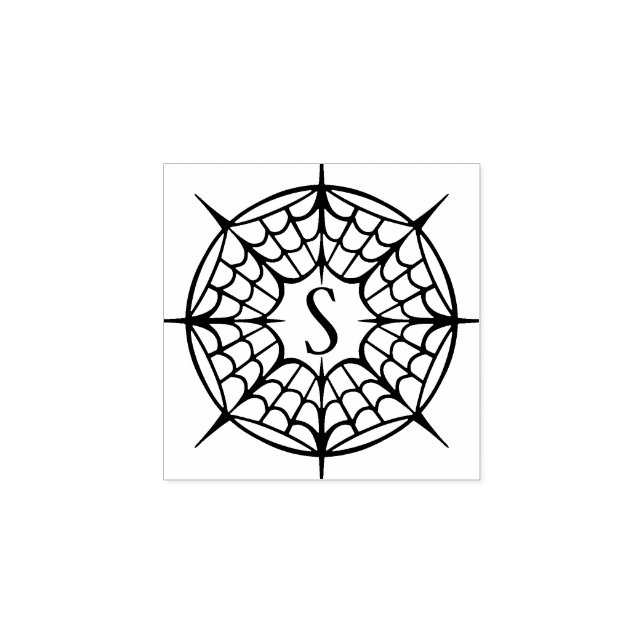 Halloween Spiderweb Design & Monogram Gummistempel (Prägung)