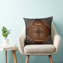 Halloween Spiderweb spinnen schwarz orange weiß Kissen