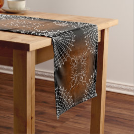 Halloween Spiderweb spinnen schwarz orange weiß Kurzer Tischläufer