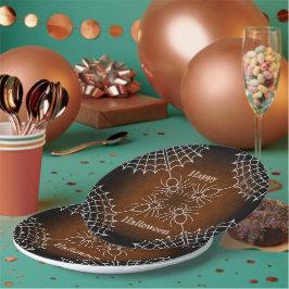 Halloween Spiderweb spinnen schwarz orange weiß Pappteller
