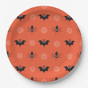 Halloween Spinne, Fledermaus & Cobweb-Muster Papie Pappteller