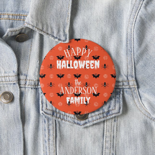 Halloween-Spinne, Fledermaus und Cobweb-Muster Button (Beispiel)