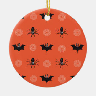 Halloween-Spinne, Fledermaus und Cobweb-Muster Keramik Ornament