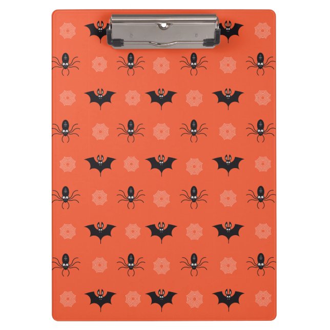 Halloween-Spinne, Fledermaus und Cobweb-Muster Klemmbrett (Vorderseite)