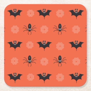 Halloween-Spinne, Fledermaus und Cobweb-Muster Rechteckiger Pappuntersetzer