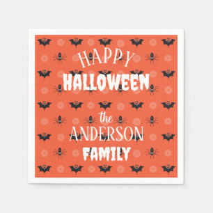 Halloween-Spinne, Fledermaus und Cobweb-Muster Serviette