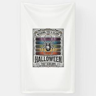 Halloween-Spinne Gruselige Retro-Gravur Regenbogen Banner