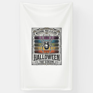 Halloween-Spinne Gruselige Retro-Gravur Regenbogen Banner