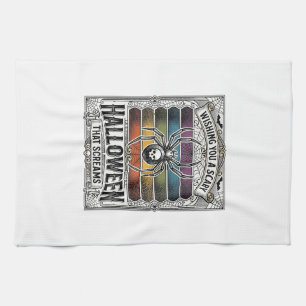 Halloween-Spinne Gruselige Retro-Gravur Regenbogen Geschirrtuch