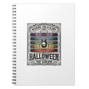Halloween-Spinne Gruselige Retro-Gravur Regenbogen Notizblock
