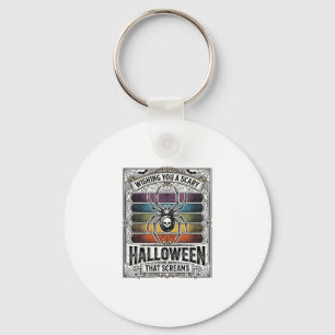 Halloween-Spinne Gruselige Retro-Gravur Regenbogen Schlüsselanhänger