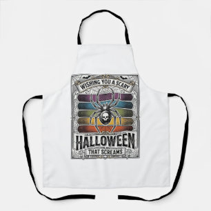 Halloween-Spinne Gruselige Retro-Gravur Regenbogen Schürze