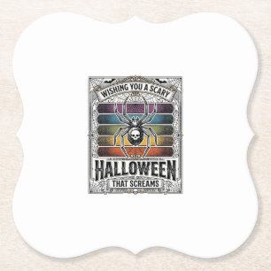 Halloween-Spinne Gruselige Retro-Gravur Regenbogen Untersetzer
