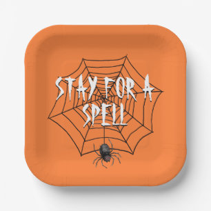 Halloween-Spinne im Netz Pappteller