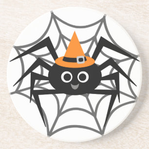 Halloween-Spinne in den Netz-T-Shirts und den Gesc Getränkeuntersetzer
