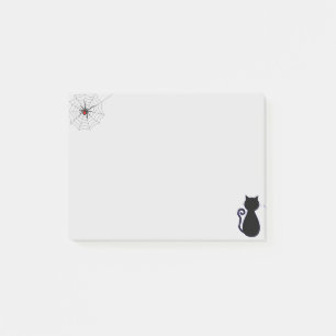 Halloween-Spinne und schwarze Katze Post-it Klebezettel