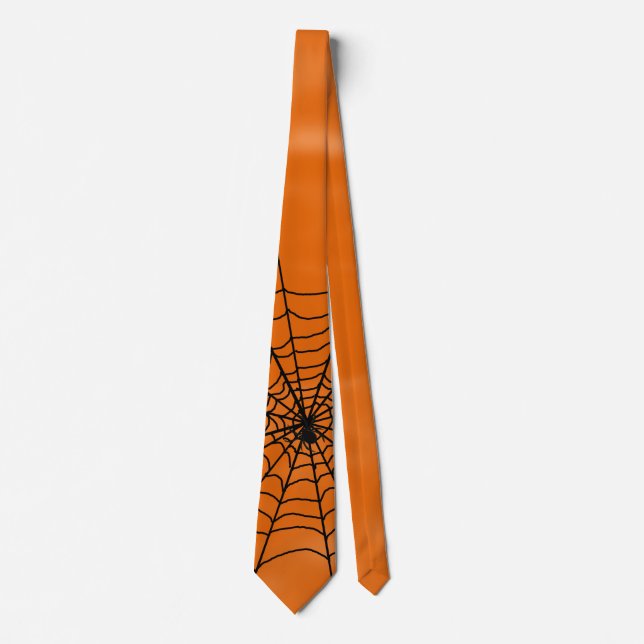 Halloween-Spinnen-Netz auf Orange Krawatte (Vorderseite)