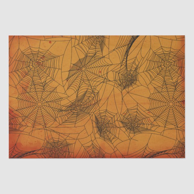Halloween-Spinnen-Netz-Muster-orange Seidenpapier (Vorderseite)