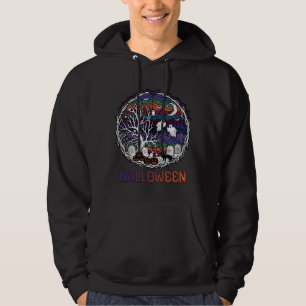 Halloween Spinnennetz Baum Geister Kürbisse Grabst Hoodie