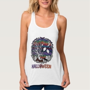 Halloween Spinnennetz Baum Geister Kürbisse Grabst Tank Top