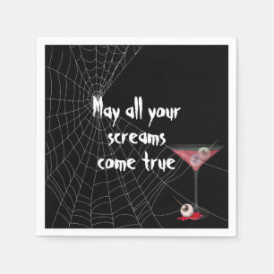 Halloween Spinnennetz mit Augapfel Martini Serviette