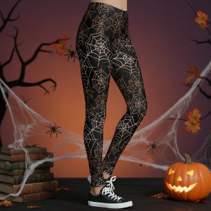 Halloween-Spinnennetz-Muster Orange Schwarz ID1328 Leggings