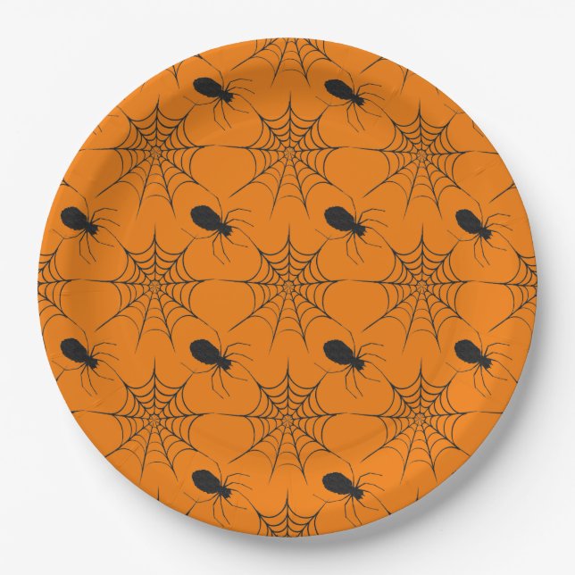 Halloween-Spinnennetz-Muster Pappteller (Vorderseite)