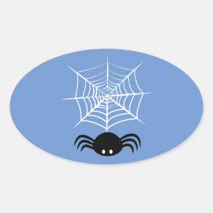 Halloween Spinnennetz Ovaler Aufkleber