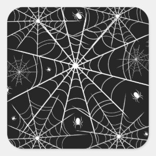 Halloween Spinnennetz Quadratischer Aufkleber