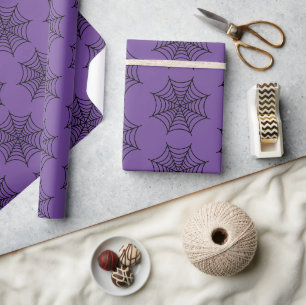 Halloween Spinnennetz Schwarz Lila Goth Schauerlic Geschenkpapier