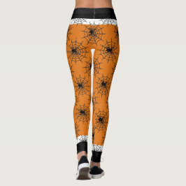 Halloween Spinnennetz schwarz und orange Leggings