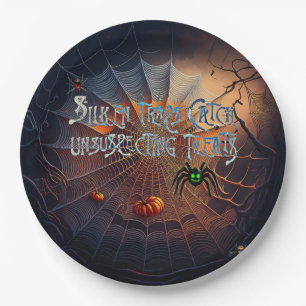 Halloween Spinnennetz Süßigkeiten oder Saures Pappteller