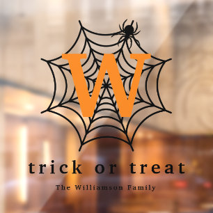 Halloween Spinnennetz Trick-or-Treat-Monogramm Fensteraufkleber