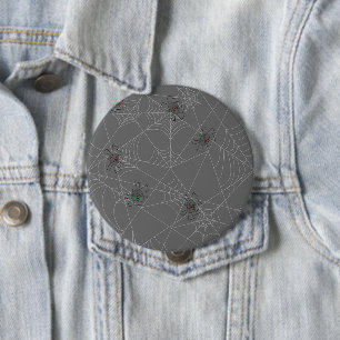 Halloween Spinnennetze und Kürbis Button