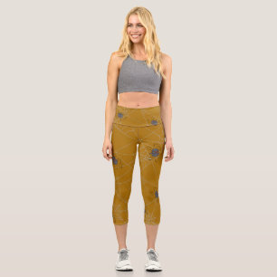 Halloween Spinnennetze und Kürbis Capri Leggings