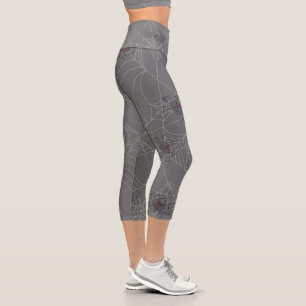 Halloween Spinnennetze und Kürbis Capri Leggings