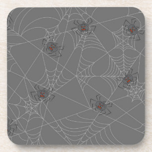 Halloween Spinnennetze und Kürbis Getränkeuntersetzer
