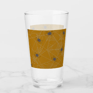 Halloween Spinnennetze und Kürbis Glas